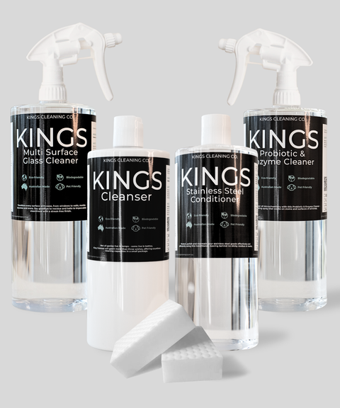Cleaning products with a grey background